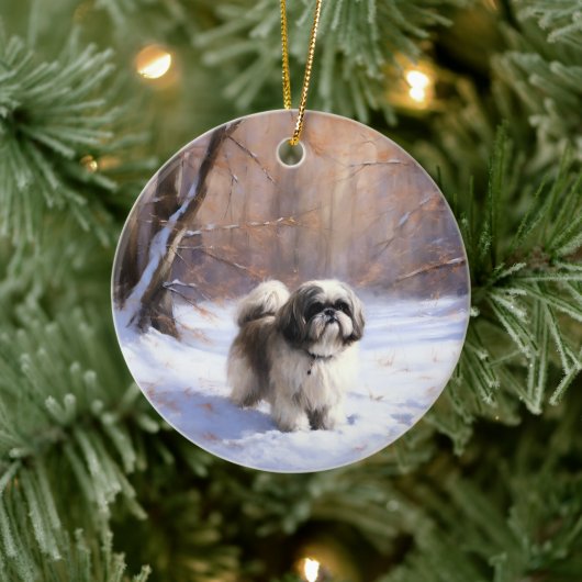 Shih Tzu Let It Snow Weihnachten Keramik Ornament (Baum)