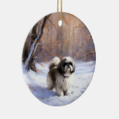 Shih Tzu Let It Snow Weihnachten Keramik Ornament (Rechts)