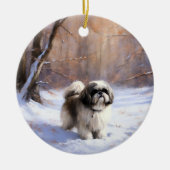 Shih Tzu Let It Snow Weihnachten Keramik Ornament (Vorne)