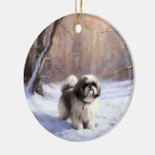Shih Tzu Let It Snow Weihnachten Keramik Ornament (Links)