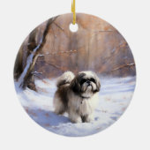 Shih Tzu Let It Snow Weihnachten Keramik Ornament (Hinten)