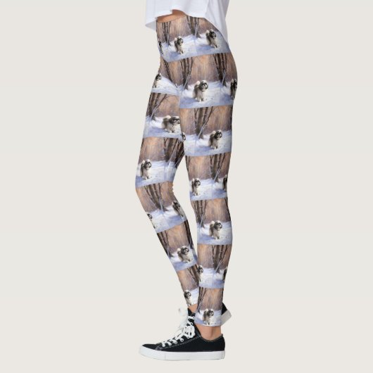 Shih Tzu Let It Snow Weihnachten Leggings (Links)