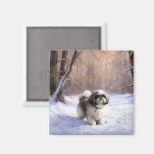 Shih Tzu Let It Snow Weihnachten Magnet (Vorderseite/Rückseite)