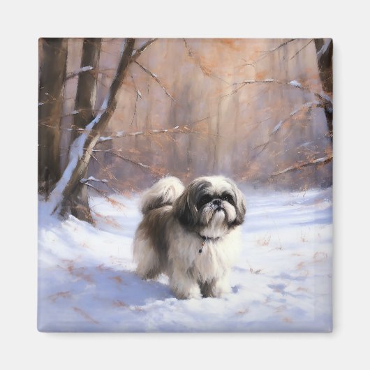Shih Tzu Let It Snow Weihnachten Magnet (Vorne)