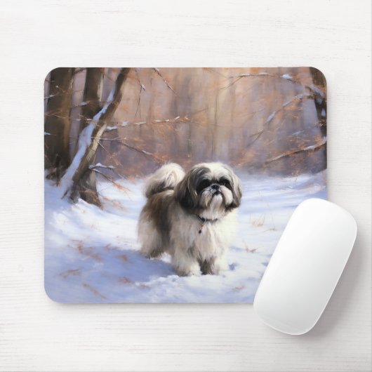 Shih Tzu Let It Snow Weihnachten Mousepad (Mit Mouse)