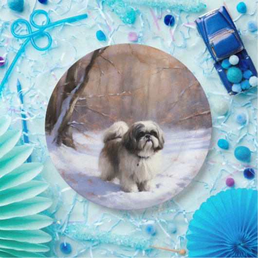 Shih Tzu Let It Snow Weihnachten Pappteller (Party)