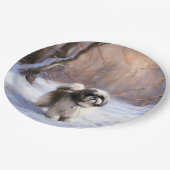 Shih Tzu Let It Snow Weihnachten Pappteller (Schrägansicht)