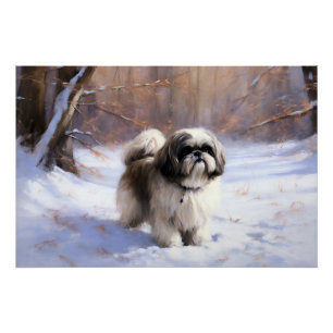 Shih Tzu Let It Snow Weihnachten Poster