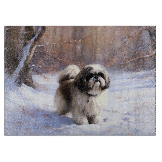 Shih Tzu Let It Snow Weihnachten Schneidebrett (Vorderseite)