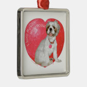 Shih Tzu / Lhasa Apso Valentinstag Silbernes Ornament (Rechts)