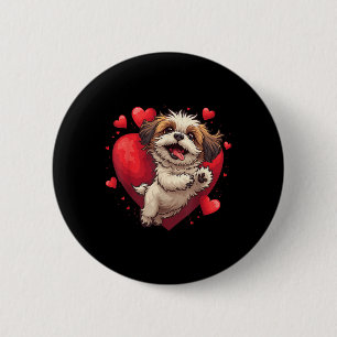 Shih Tzu Liebe Herz für Valentinstag auf Shih Tzu Button