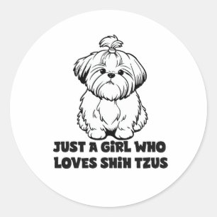 Shih Tzu Liebhaberin Mädchen – Cartoon-Hund-Design Runder Aufkleber