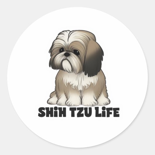 Shih Tzu Life - Cute Dog Illustration Runder Aufkleber (Vorderseite)