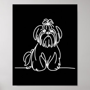 Shih Tzu-Linienkunst Hundeliebhaber Leistung Poster