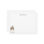 Shih Tzu Long Hair Gray Border Personalized Mitteilungskarte (Vorderseite/Rückseite Beispiel)
