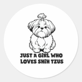 Shih Tzu Lover Girl – Cartoon Dog Design Runder Aufkleber