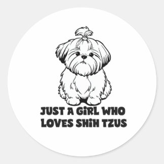 Shih Tzu Lover Girl – Cartoon Dog Design Runder Aufkleber