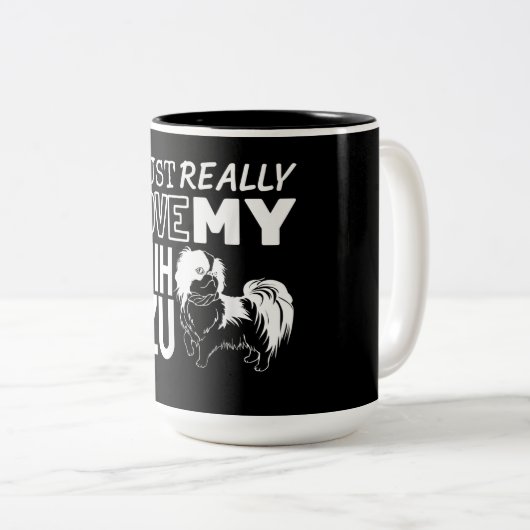 Shih Tzu Lover| Ich habe gerade meine Shih Tzu-Lie Zweifarbige Tasse (VorderseiteRechts)