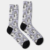 Shih Tzu Malerei Schwarz & Weiß Original Dog Art Socken (Rechts)
