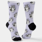 Shih Tzu Malerei Schwarz & Weiß Original Dog Art Socken (Gewinkelt)