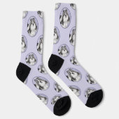 Shih Tzu Malerei Schwarz & Weiß Original Dog Art Socken (Rechts)