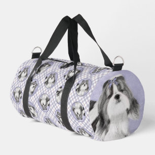 Shih Tzu Malerei Schwarz & Weiß Originale Hunde Ku Duffle Bag