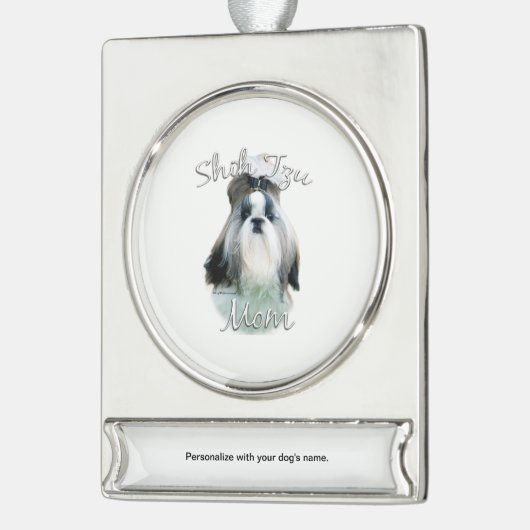 Shih Tzu Mama 2 Banner-Ornament Silber (Links)