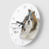 Shih Tzu Mama Clock Große Wanduhr (Winkel)