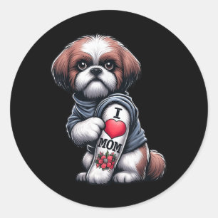 Shih Tzu Mama I Liebe Mama Shih Tzu Dog Tattoo Fur Runder Aufkleber