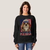 Shih Tzu Merica 4. Juli Hund Sweatshirt (Vorne ganz)