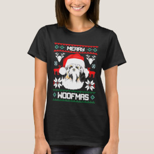 Shih Tzu Merry Woofmas zu Weihnachten Löwe Dog Xma T-Shirt