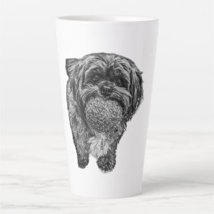 Shih Tzu mit Ball Schwarz-Weiß-Kunst-Tasse Milchtasse