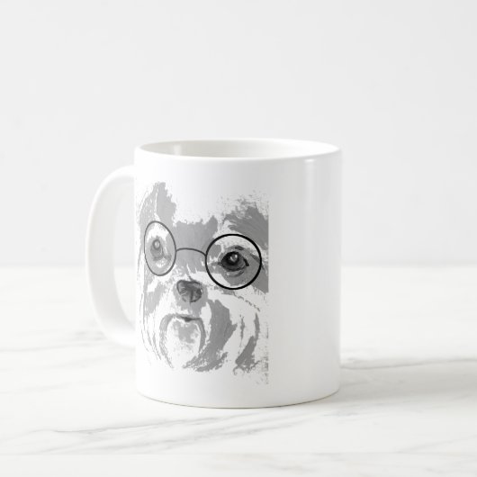 Shih Tzu mit Brillen Kaffeetasse (Vorderseite Links)