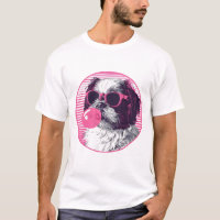 Shih Tzu mit Sonnenbrille und rosa Kaugummi