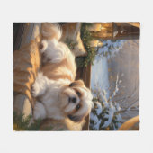 Shih Tzu mit Weihnachtsbeleuchtung Urlaub Fleecedecke (Vorderseite (Horizontal))
