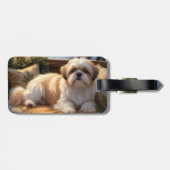 Shih Tzu mit Weihnachtsbeleuchtung Urlaub Gepäckanhänger (Rückseite horizontal)