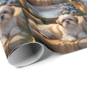 Shih Tzu mit Weihnachtsbeleuchtung Urlaub Geschenkpapier (Rolleneckpunkt)