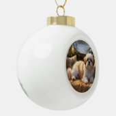 Shih Tzu mit Weihnachtsbeleuchtung Urlaub Keramik Kugel-Ornament (Links)