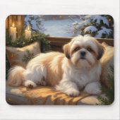 Shih Tzu mit Weihnachtsbeleuchtung Urlaub Mousepad (Vorne)