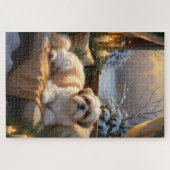 Shih Tzu mit Weihnachtsbeleuchtung Urlaub Puzzle (Horizontal)