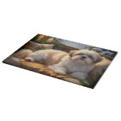 Shih Tzu mit Weihnachtsbeleuchtung Urlaub Schneidebrett (Ecke)