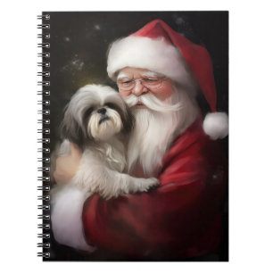 Shih Tzu mit Weihnachtsmann Festives Weihnachten Notizblock