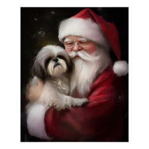 Shih Tzu mit Weihnachtsmann Festives Weihnachten Poster