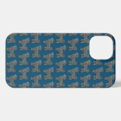 Shih Tzu Niedlich Dog Silhouette Grid Blue iPhone Hülle (Rückseite (Horizontal))