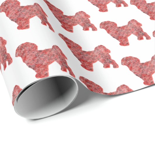 Shih Tzu Niedlich Hund Silhouette Weihnachten Weiß Geschenkpapier (Rolleneckpunkt)