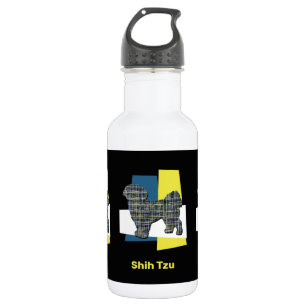Shih Tzu Niedlich Hund Silhouette Y&B Grid Edelstahlflasche