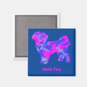 Shih Tzu Niedlich Hunde Silhouette Crazy Hot Pink  Magnet (Vorderseite/Rückseite)