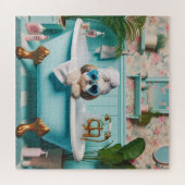 Shih Tzu nimmt ein Bubble Bath Puzzle (Horizontal)