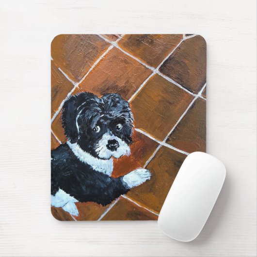 Shih Tzu on Terrace Painting by Alfred Fox Mousepad (Mit Mouse)