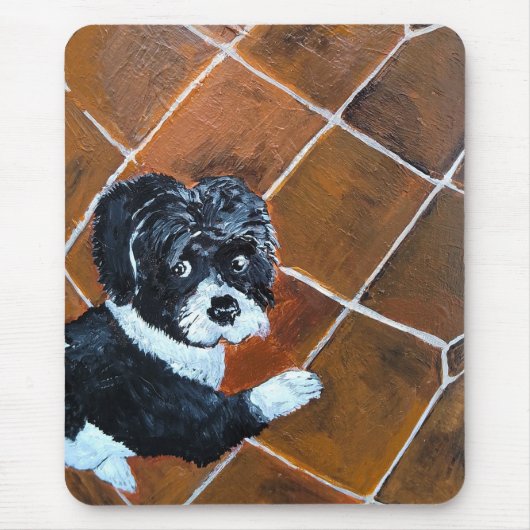 Shih Tzu on Terrace Painting by Alfred Fox Mousepad (Vorne)